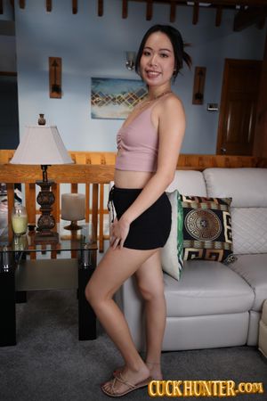 Jade Sky’s Asian brunette body gets slammed by a black giant cock while her husband watches in shock - Photo 9