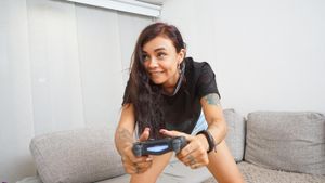 Colombian Gamer Girl Strips While Playing For Masturbation - Photo 28
