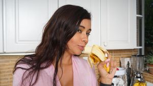 Colombian Teen Amateur Strips And Plays In Kitchen - Photo 35