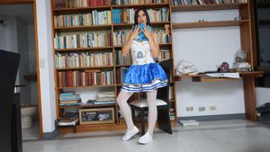 Braces Latina Teen Strips While Studying - Photo 10