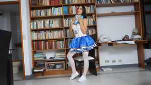 Braces Latina Teen Strips While Studying - Photo 11