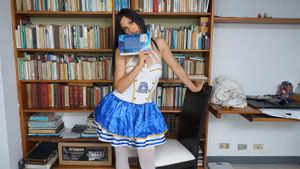 Braces Latina Teen Strips While Studying - Photo 20