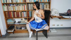 Braces Latina Teen Strips While Studying - Photo 27