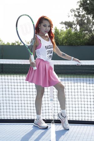 Asian stepsisters Katelyn Kei and Kimberly Chi take a tennis break - Photo 27