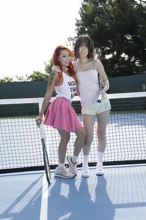 Asian stepsisters Katelyn Kei and Kimberly Chi take a tennis break - Photo 42