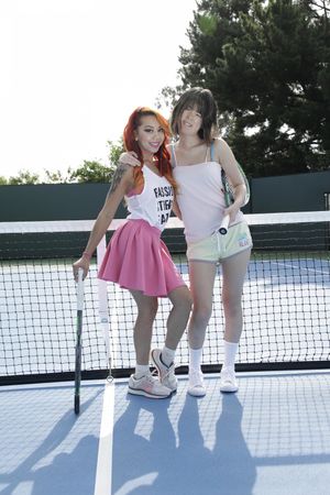 Asian stepsisters Katelyn Kei and Kimberly Chi take a tennis break - Photo 46