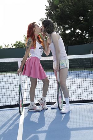 Asian stepsisters Katelyn Kei and Kimberly Chi take a tennis break - Photo 80