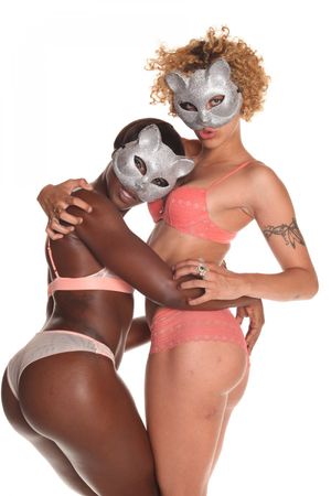 Interracial Lesbian Models Lick On Set - Photo 206
