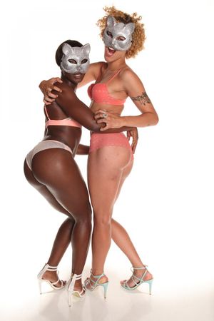 Interracial Lesbian Models Lick On Set - Photo 207