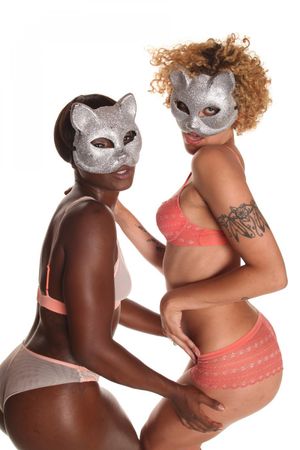 Interracial Lesbian Models Lick On Set - Photo 209