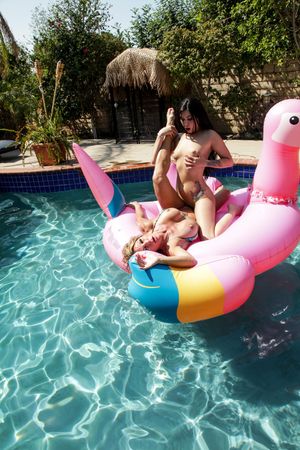 Lesbian Teen Can't Resist Her Stepmom In The Pool - Photo 348