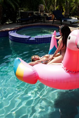 Lesbian Teen Can't Resist Her Stepmom In The Pool - Photo 401
