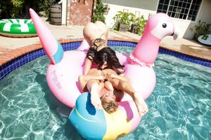 Lesbian Teen Can't Resist Her Stepmom In The Pool - Photo 412