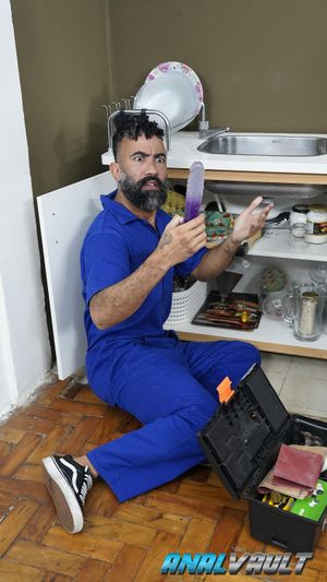 Plumber pulls a dildo from Loirinha do Desejo’s drain and fills her ass next - Photo 169