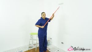 Big Tits Lesbian Seduces Her Painter For Sex - Photo 166