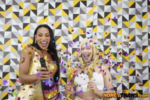 Barbara, a stunning trans beauty, celebrates with Vivian, a hot blonde, ending in a wild fuck with her thick, hard cock - Photo 262