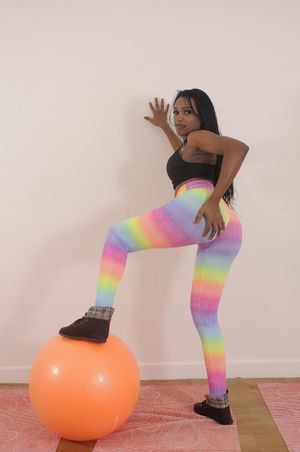 Bubble butt Indian teen trans strips yoga pants and jerks off - Photo 24