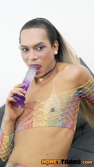 Thick Ass Trans Aisha Beatriz Toy Anal and Stroke Trans Cock Until Cum - Photo 159