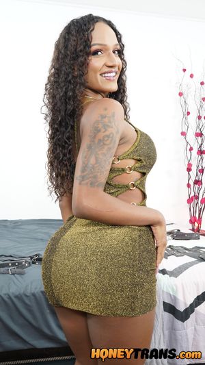Busty Ebony Trans Gives Massage Before Taking Cock - Photo 137