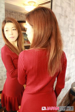 Petite Japanese Secretary Strips Sexy Red Dress - Photo 36