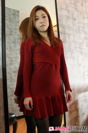 Petite Japanese Secretary Strips Sexy Red Dress - Photo 40