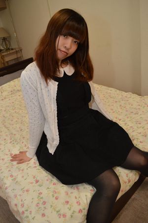 Japanese teen strips her black stockings - Photo 59