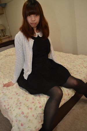 Japanese teen strips her black stockings - Photo 60