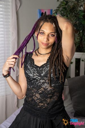 Ebony Trans Teen Aelin Blue Takes Pussy With Her Thick Cock - Photo 15