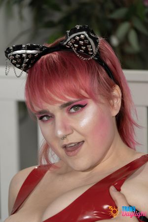 Blonde trans beauty brings her lover home, sucks her cock, then fucks her hard - Photo 132