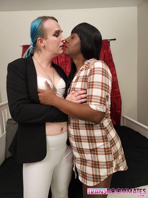 Ebony Trans Submissive Gets Bareback Anal - Photo 351