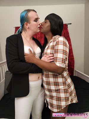 Ebony Trans Submissive Gets Bareback Anal - Photo 355