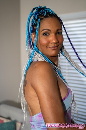 Busty Trans Aphrodite Adams Gives Ebony Roommate Creampie - Photo 109