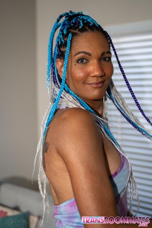 Busty Trans Aphrodite Adams Gives Ebony Roommate Creampie - Photo 110
