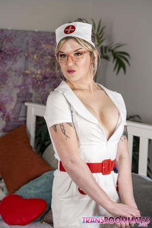 Horny Trans Nurse Offers Bareback Creampie After The Checkup - Photo 58