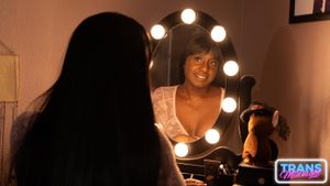 Sexy Ebony Trans Receives Facial After Bareback Anal Sex - Photo 54