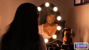 Sexy Ebony Trans Receives Facial After Bareback Anal Sex - Photo 55