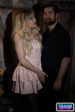 August, a gorgeous blonde trans beauty in stockings, is fucked hard by a stud in a dark, passionate night.  - Photo 116