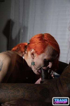 Transsexual goddess worships his black cock while he drills her ass raw - Photo 189