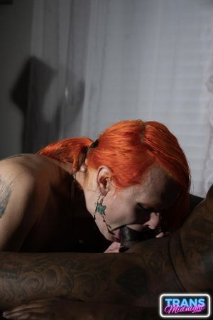 Transsexual goddess worships his black cock while he drills her ass raw - Photo 191