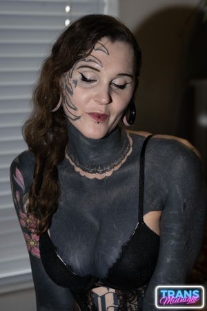 Transgender Stacy's throat fucked by white and black cocks - Photo 30