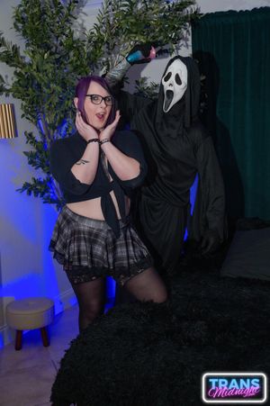 Violet's Halloween Surprise: Bareback Anal with Her Masked Lover - Photo 96