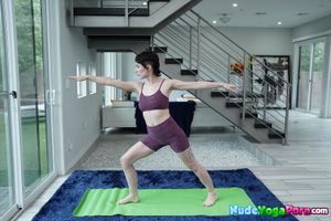 All Natural Olive Glass Shows Stretching Moves Nude - Photo 44