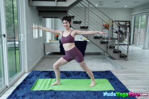 All Natural Olive Glass Shows Stretching Moves Nude - Photo 46