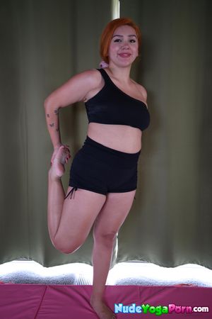 Cherie stretches her tight body, strips slowly, fingers her wet pussy and explodes with a loud, shaking orgasm. - Photo 28