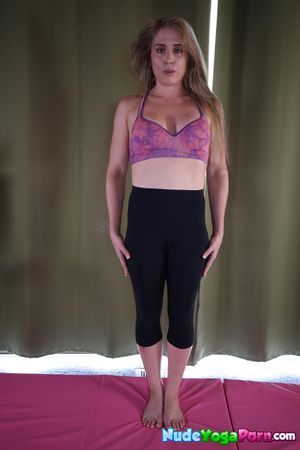 Flexible MILF Angelica strips during yoga, slides into a perfect split, and fingers her dripping pussy until she cums hard - Photo 42