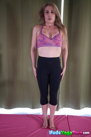 Flexible MILF Angelica strips during yoga, slides into a perfect split, and fingers her dripping pussy until she cums hard - Photo 43